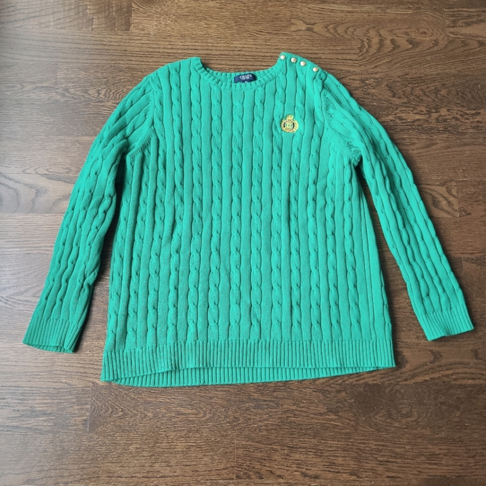 Chaps Green Cable Knit Sweater Sz.2X Women's